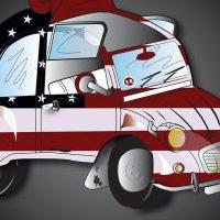 Deux chevaux drapeau americain